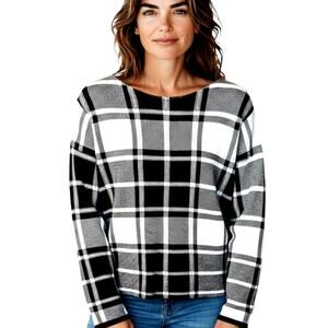 J Jill XS Black White Women's Sweater Misses Size 0 2 Extra Small